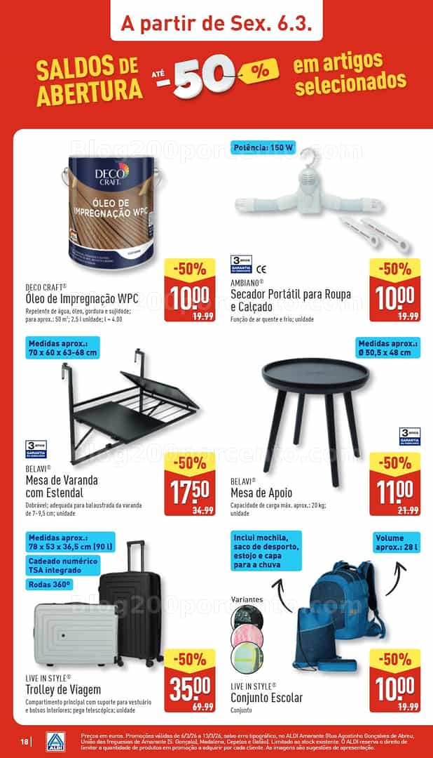 Antevisão Folheto ALDI Saldos Abertura Promoções de 6 a 13 março