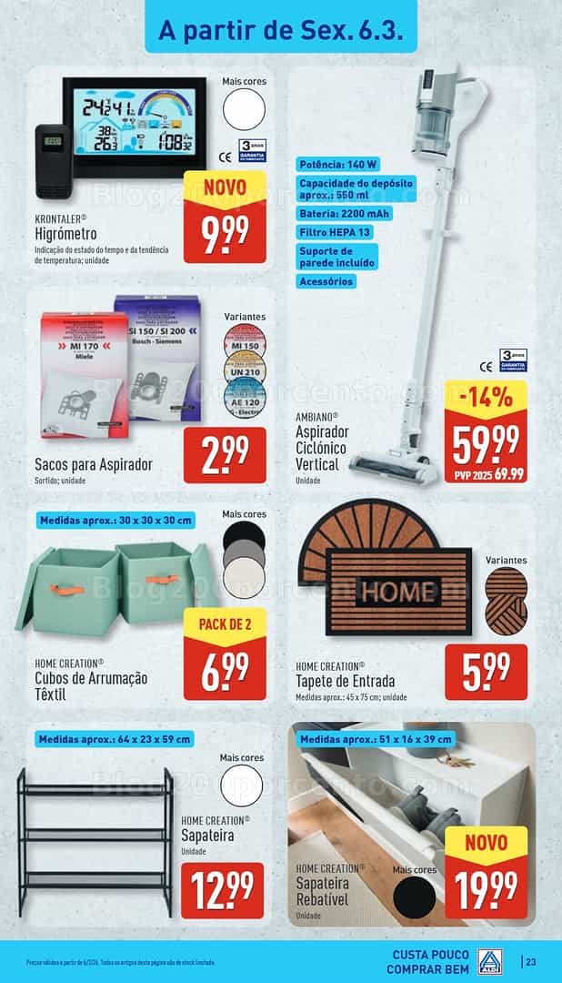 Antevisão Folheto ALDI Saldos Abertura Promoções de 6 a 13 março