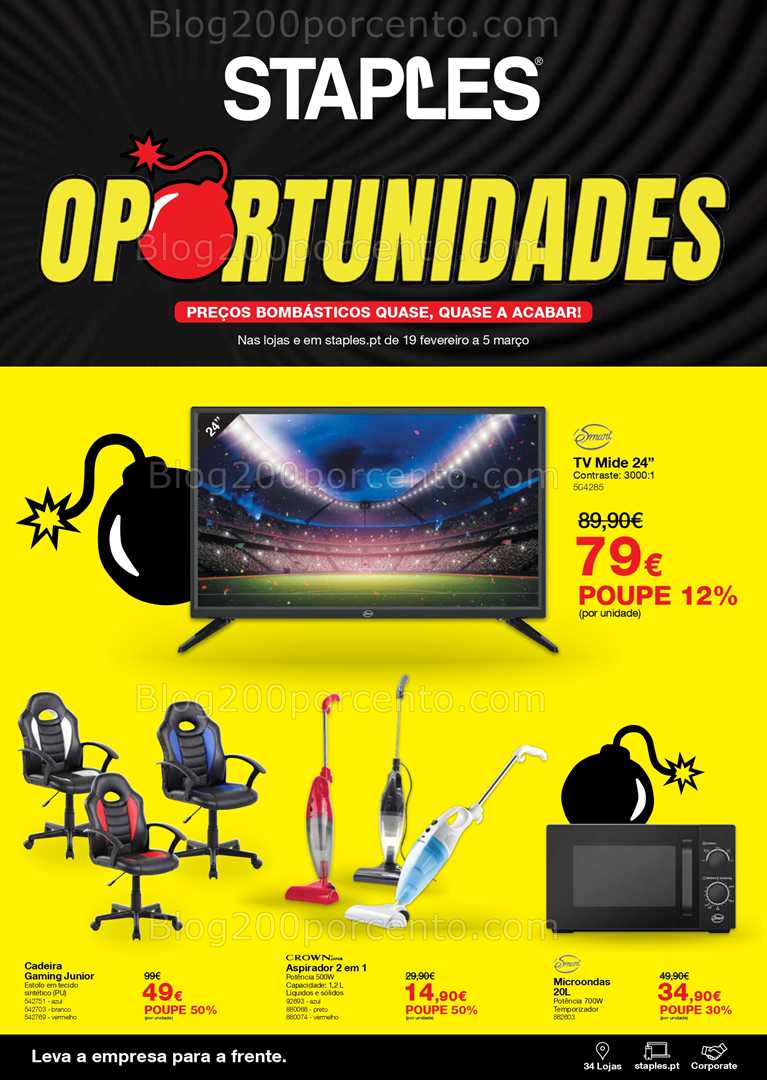 Antevisão Folheto STAPLES Promoções de 19 fevereiro a 5 março