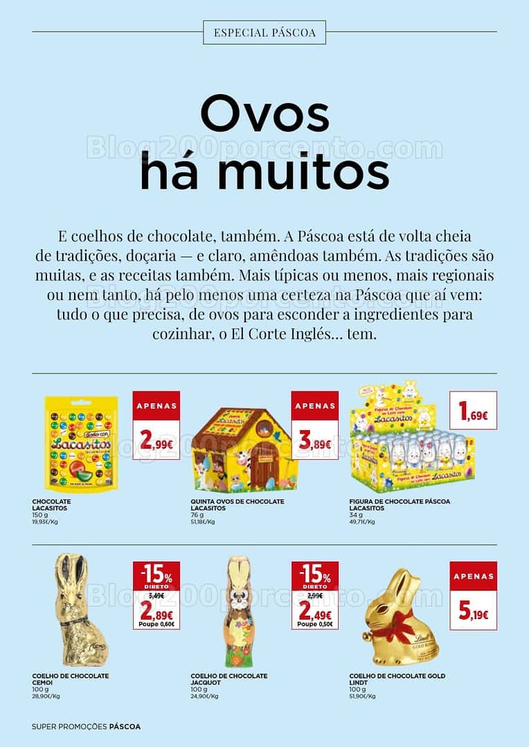 Antevisão Folheto EL CORTE INGLÉS Páscoa Promoções de 13 março a 5 abril