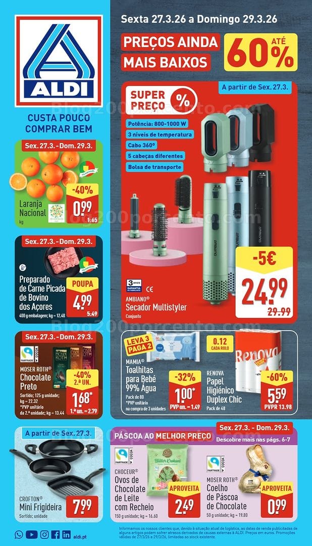 Antevisão Folheto ALDI Saldos de Abertura Promoções de 27 março a 3 abril