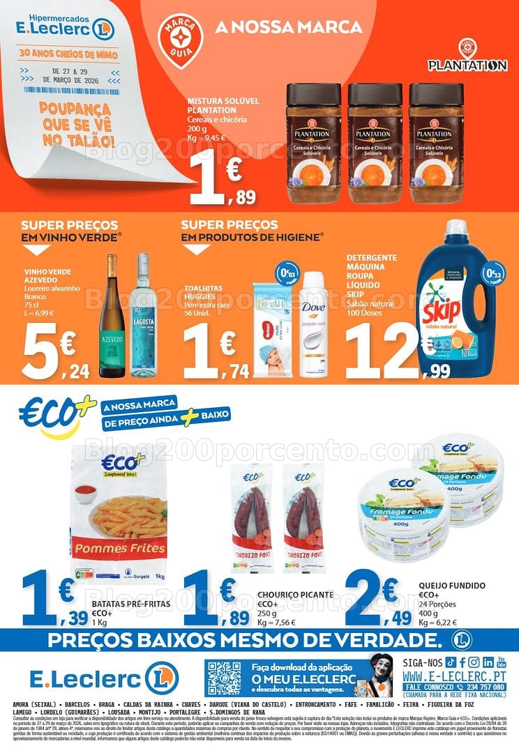 Antevisão Folheto E-LECLERC Promoções Fim de Semana - 27 a 29 março