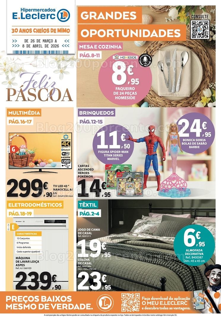 Antevisão Folheto E-LECLERC Bazar Especial Páscoa Promoções de 26 março a 8 abril