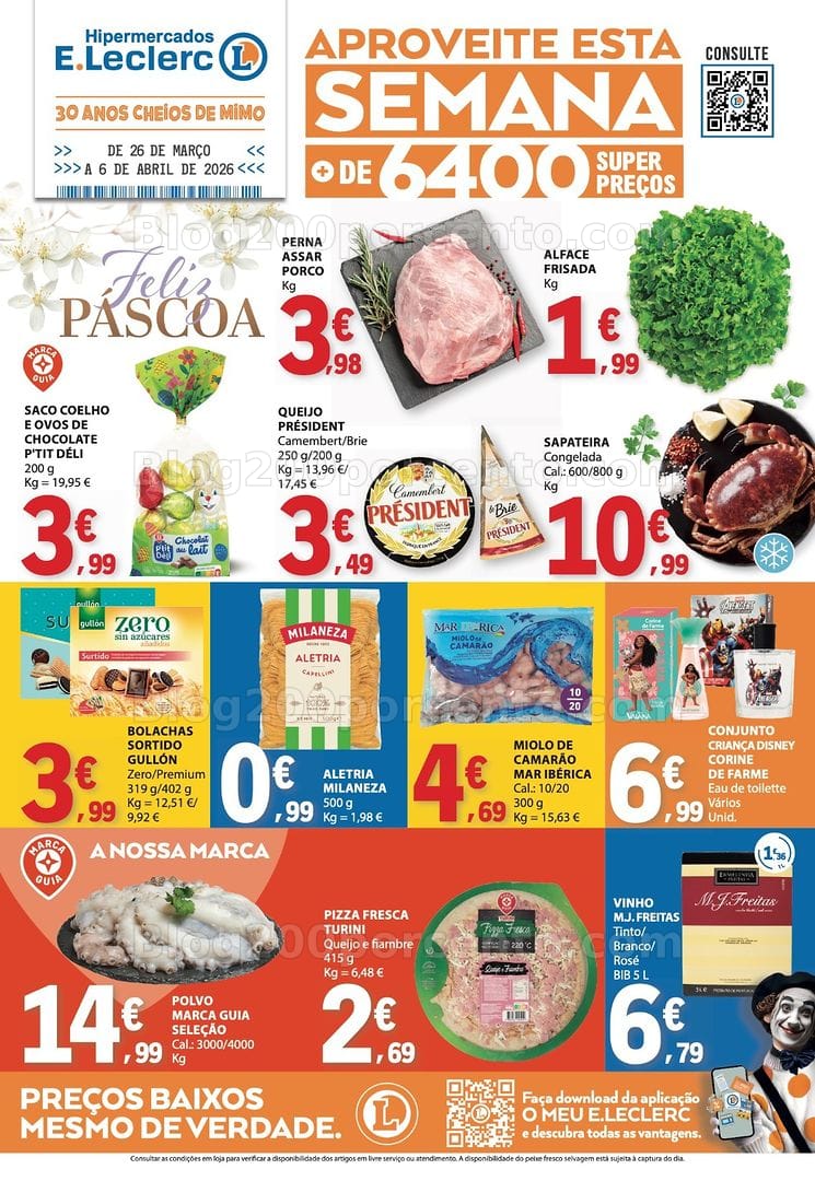 Antevisão Folheto E-LECLERC Páscoa + Promoções de 26 março a 6 abril