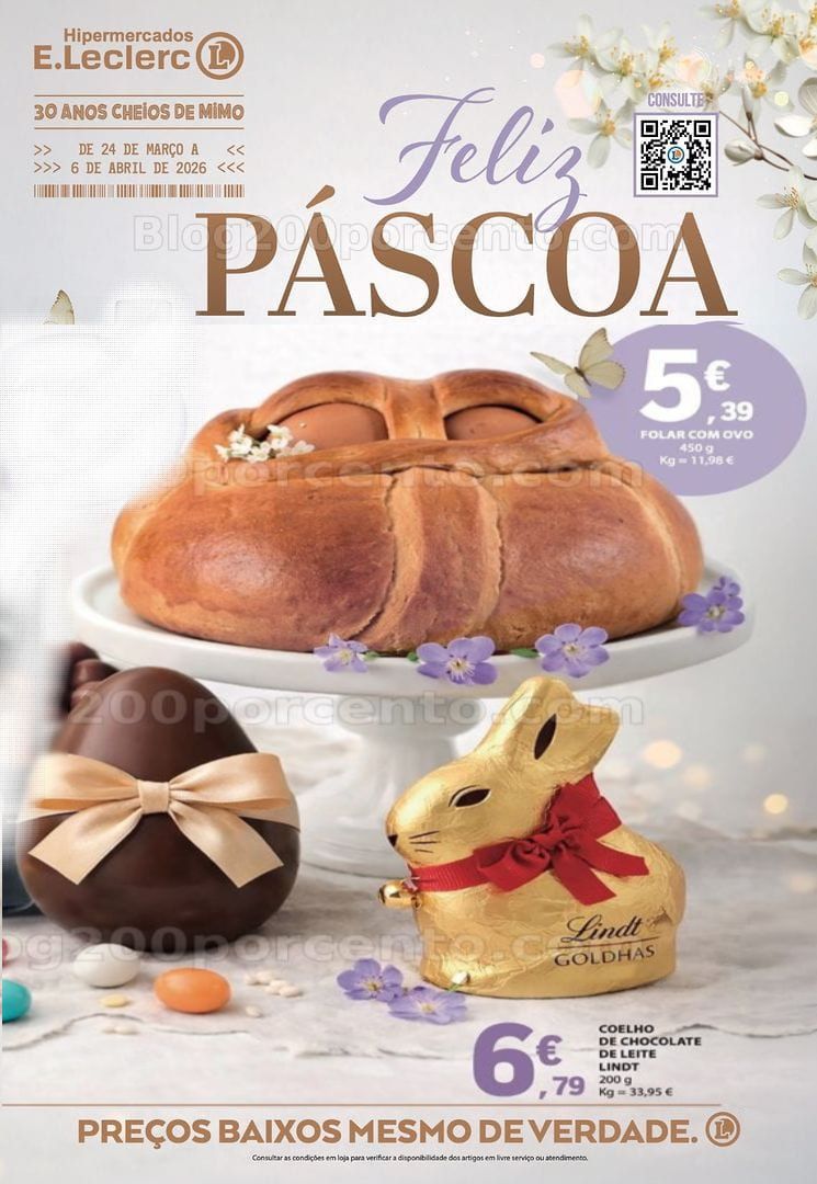 Antevisão Folheto E-LECLERC Páscoa Promoções de 24 março a 6 abril