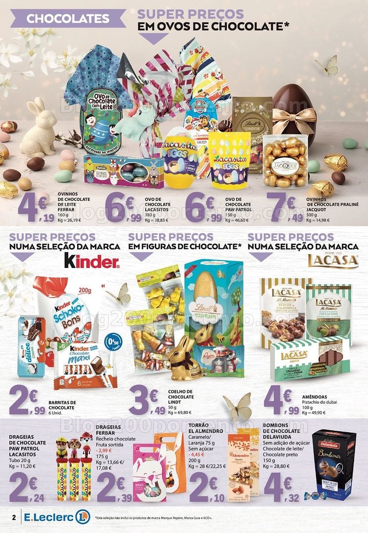 Antevisão Folheto E-LECLERC Páscoa Promoções de 24 março a 6 abril
