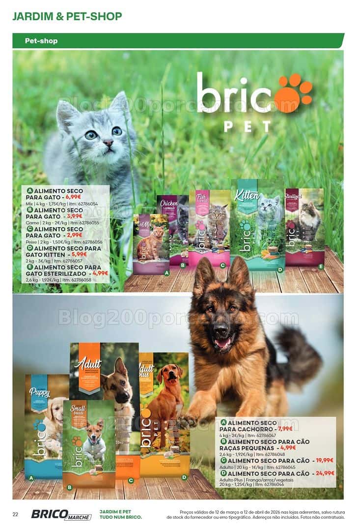 Antevisão Folheto BRICOMARCHÉ Pet-Shop e Jardim Promoções de 12 março a 12 abril