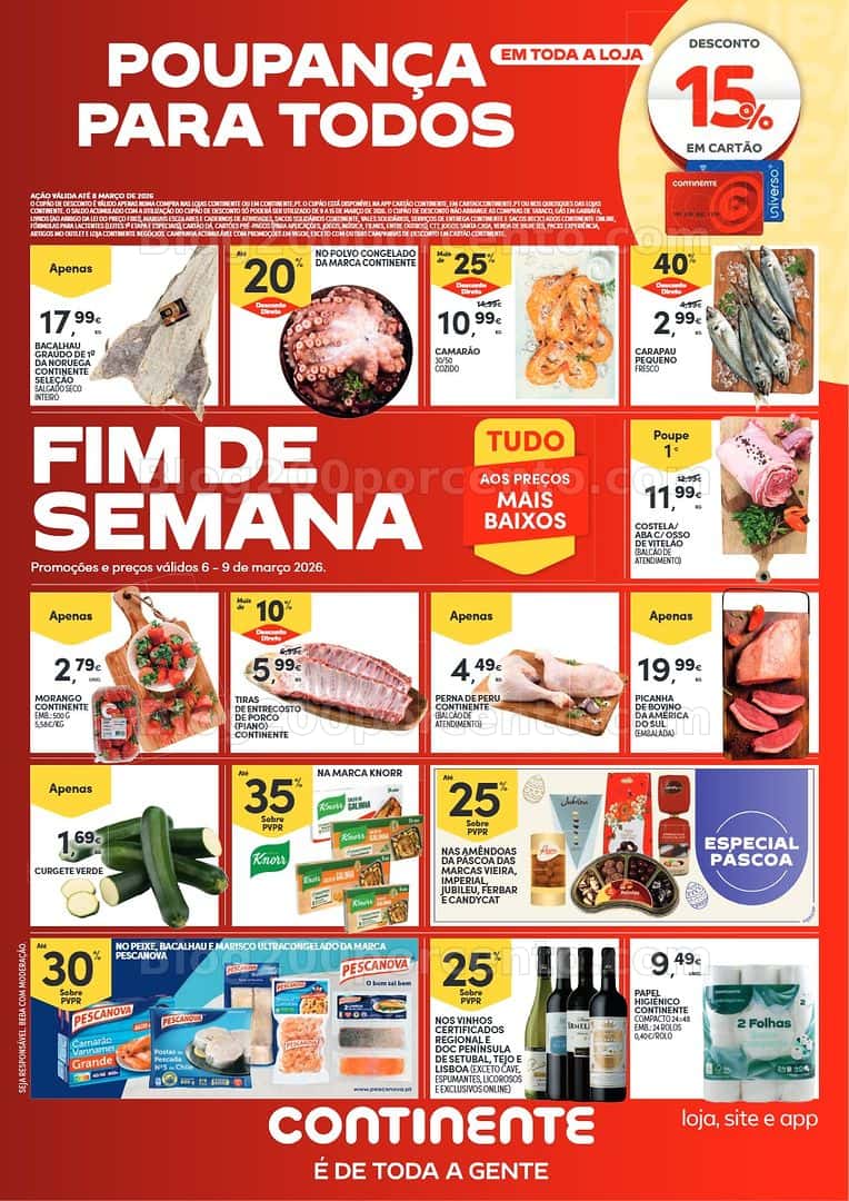 Antevisão Folheto CONTINENTE Promoções Fim de Semana - 6 a 9 março - Edição Digital