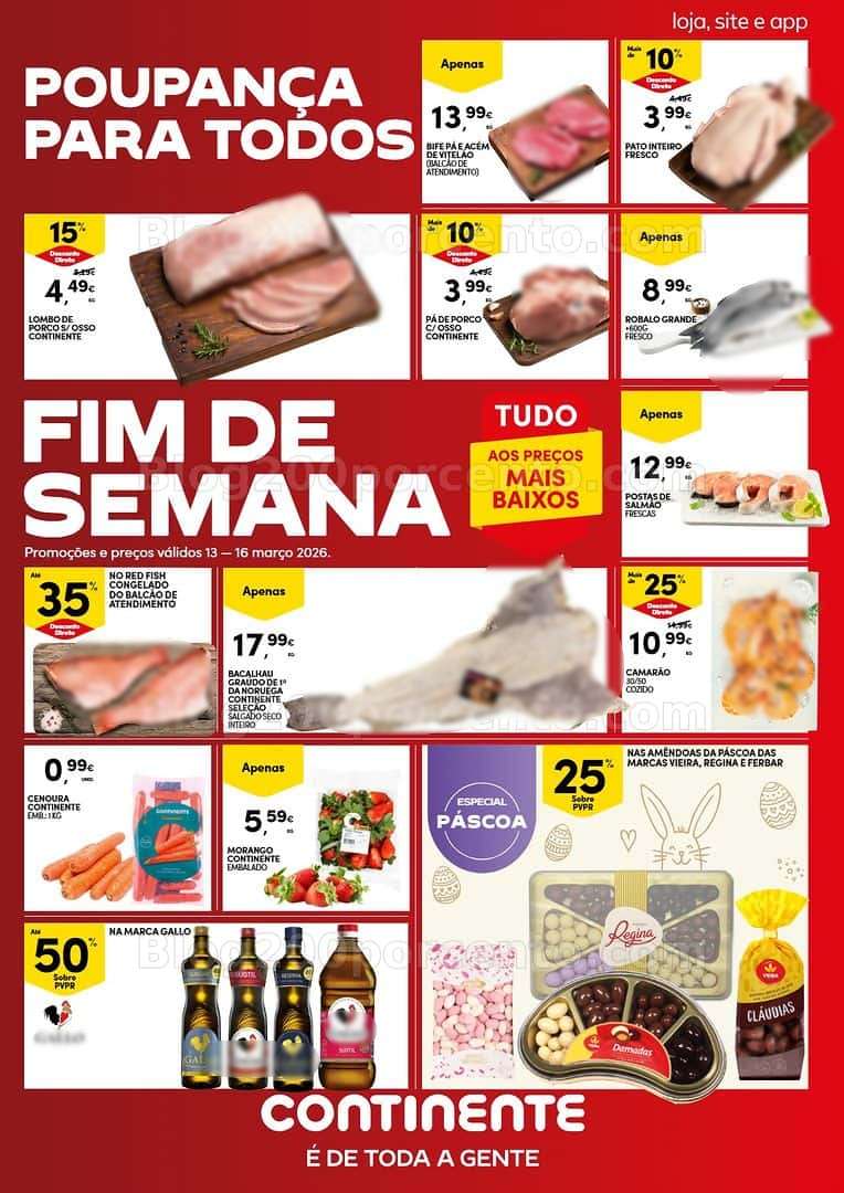 Antevisão Folheto CONTINENTE Promoções Fim de Semana - 13 a 16 março