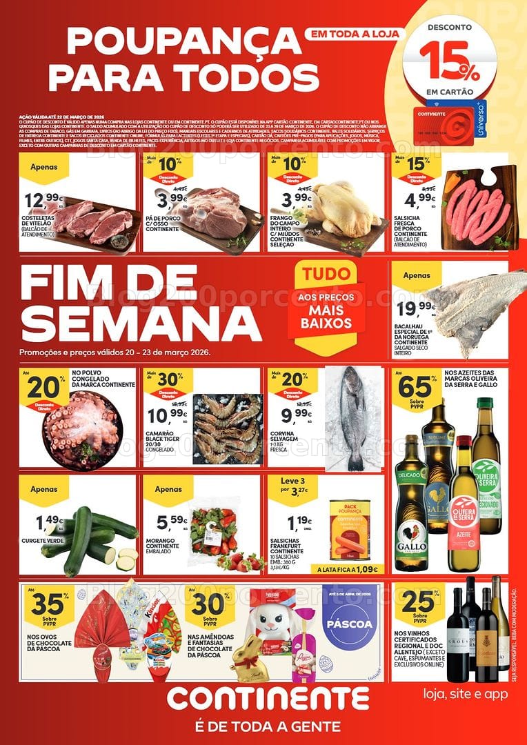 Antevisão Folheto CONTINENTE Promoções Fim de Semana - 20 a 23 março - Edição Digital