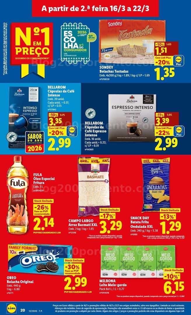 Antevisão Folheto LIDL Mercearia Promoções de 16 a 22 março
