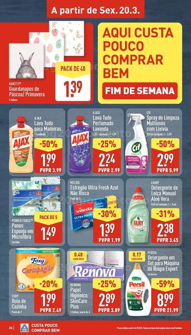 Antevisão Folheto ALDI Saldos Abertura Promoções de 20 a 27 março
