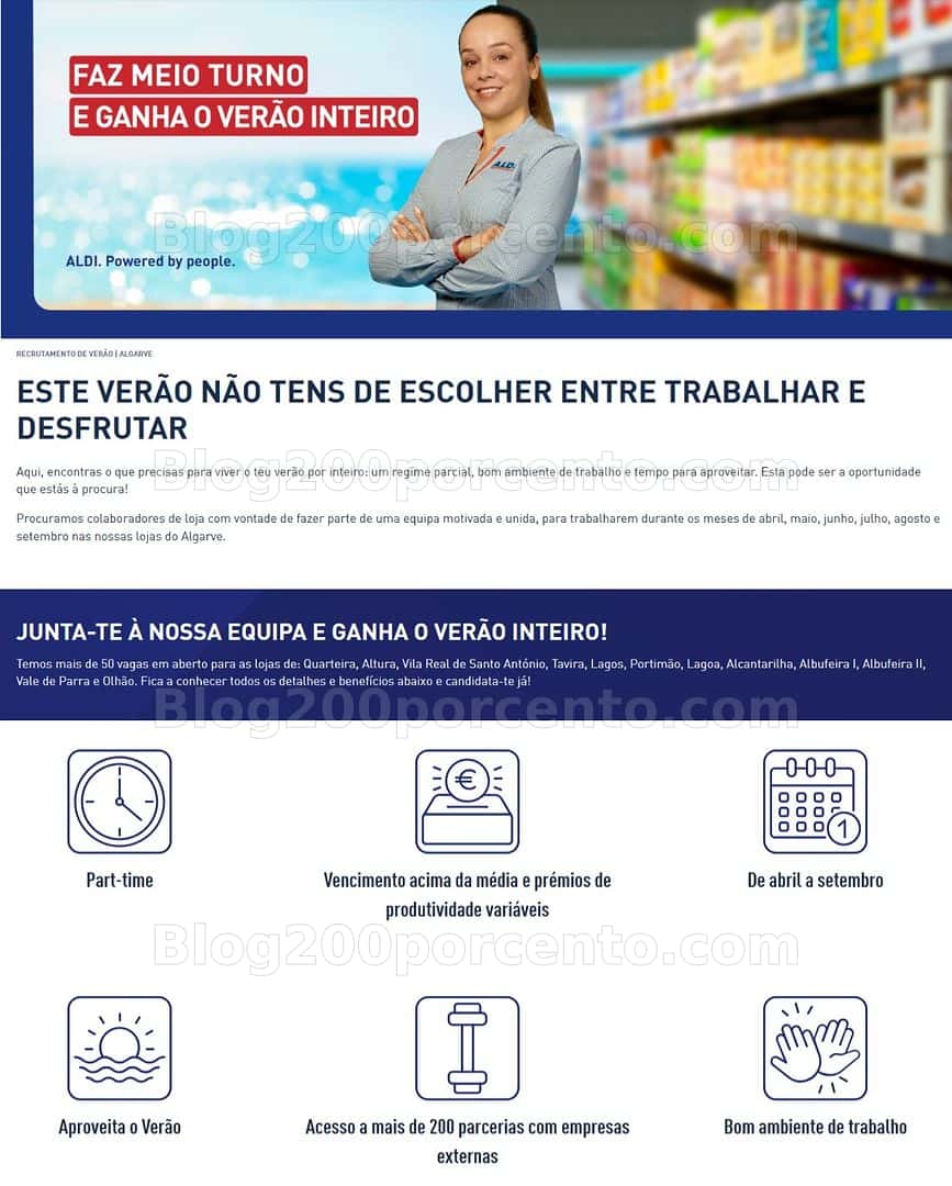 ALERTA - Ofertas de trabalho ALDI Reforço de Verão Algarve