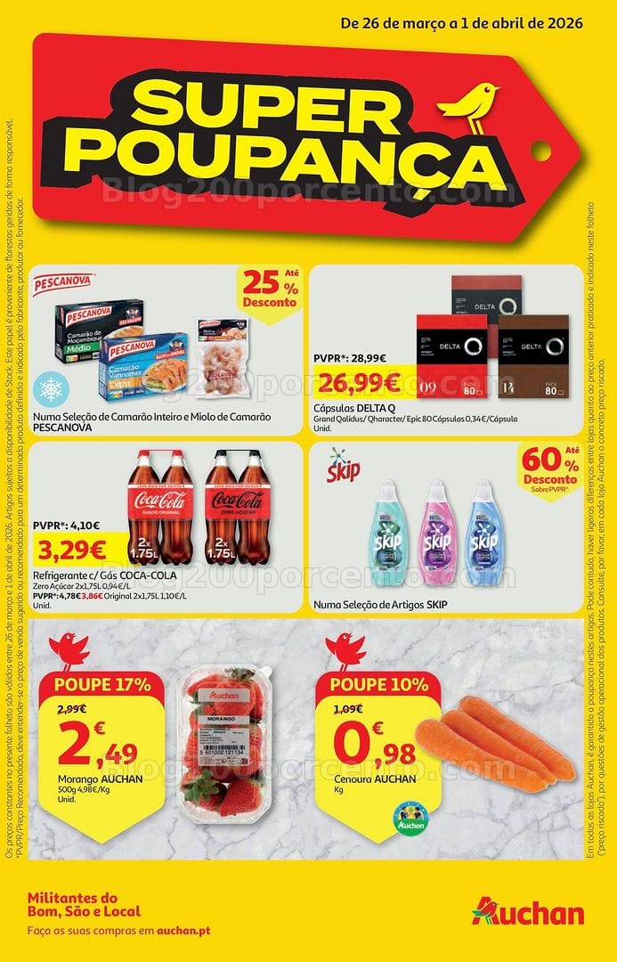 Antevisão Folheto AUCHAN Super Poupança Promoções de 26 março a 1 abril