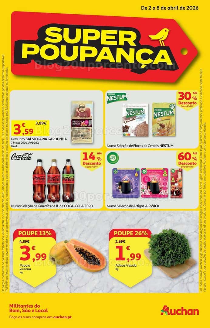 Antevisão Folheto AUCHAN Super Poupança Promoções de 2 a 8 abril
