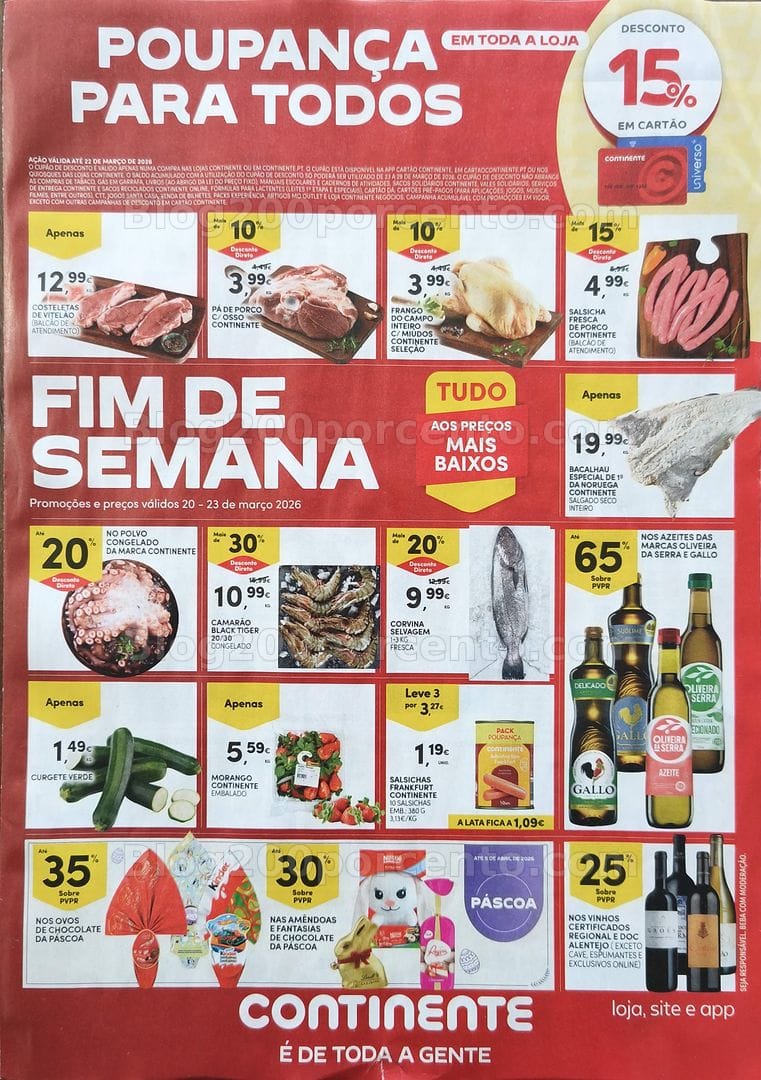 Antevisão Folheto CONTINENTE Promoções Fim de Semana - 20 a 23 março