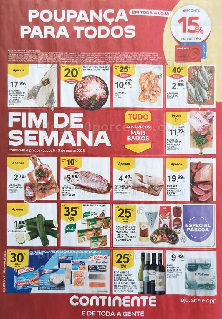 Antevisão Folheto CONTINENTE Promoções Fim de Semana - 6 a 9 março