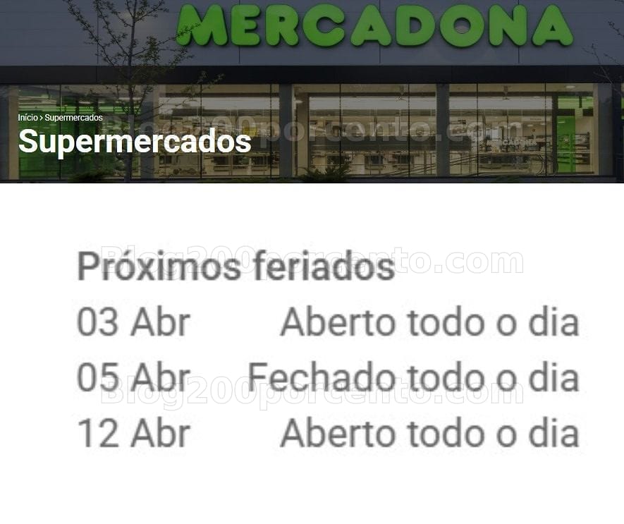 ALERTA - Horário de Domingo de Páscoa MERCADONA - dia 5 abril