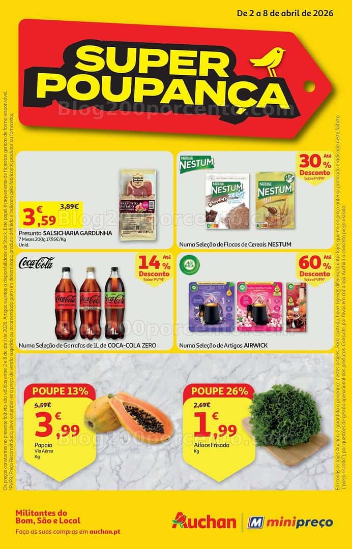 Antevisão Folheto AUCHAN - MINIPREÇO Promoções de 2 a 8 abril
