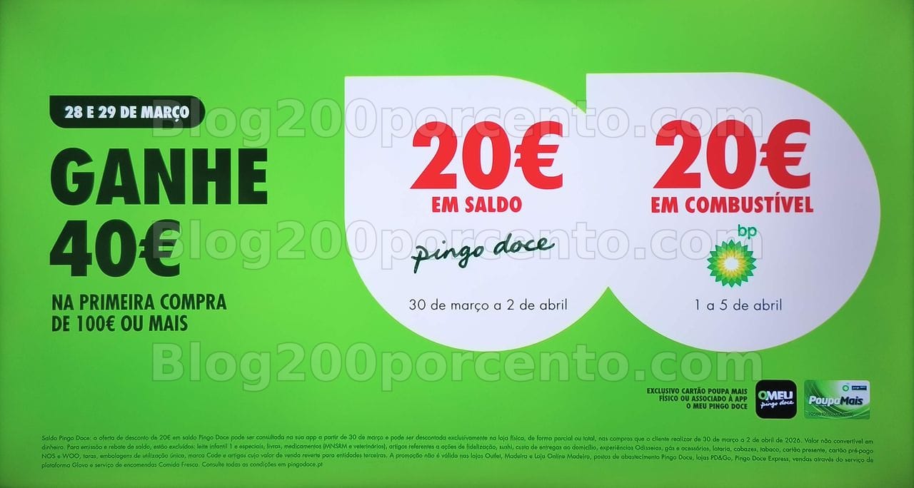 ALERTA - Oferta de 40€ PINGO DOCE Fim de Semana - 28 e 29 março!