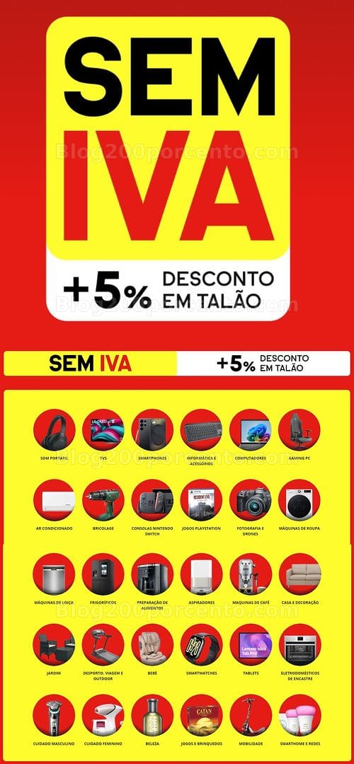 ALERTA - Fim de semana sem Iva + 5% extra WORTEN Promoções de 29 abril a 4 maio
