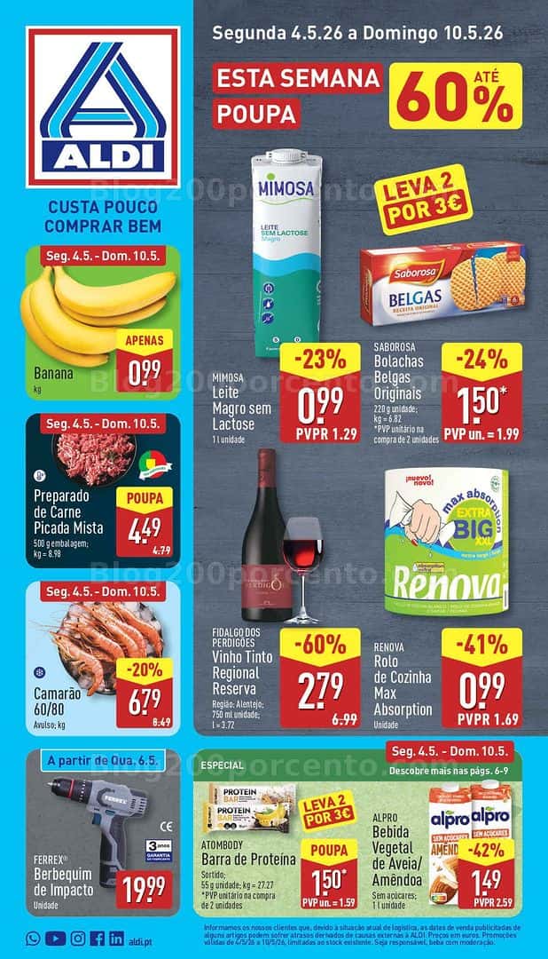 Antevisão Folheto ALDI Promoções de 4 a 10 maio
