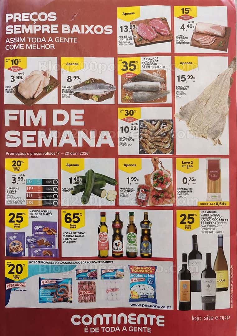 Antevisão Folheto CONTINENTE Promoções Fim de Semana - 17 a 20 abril