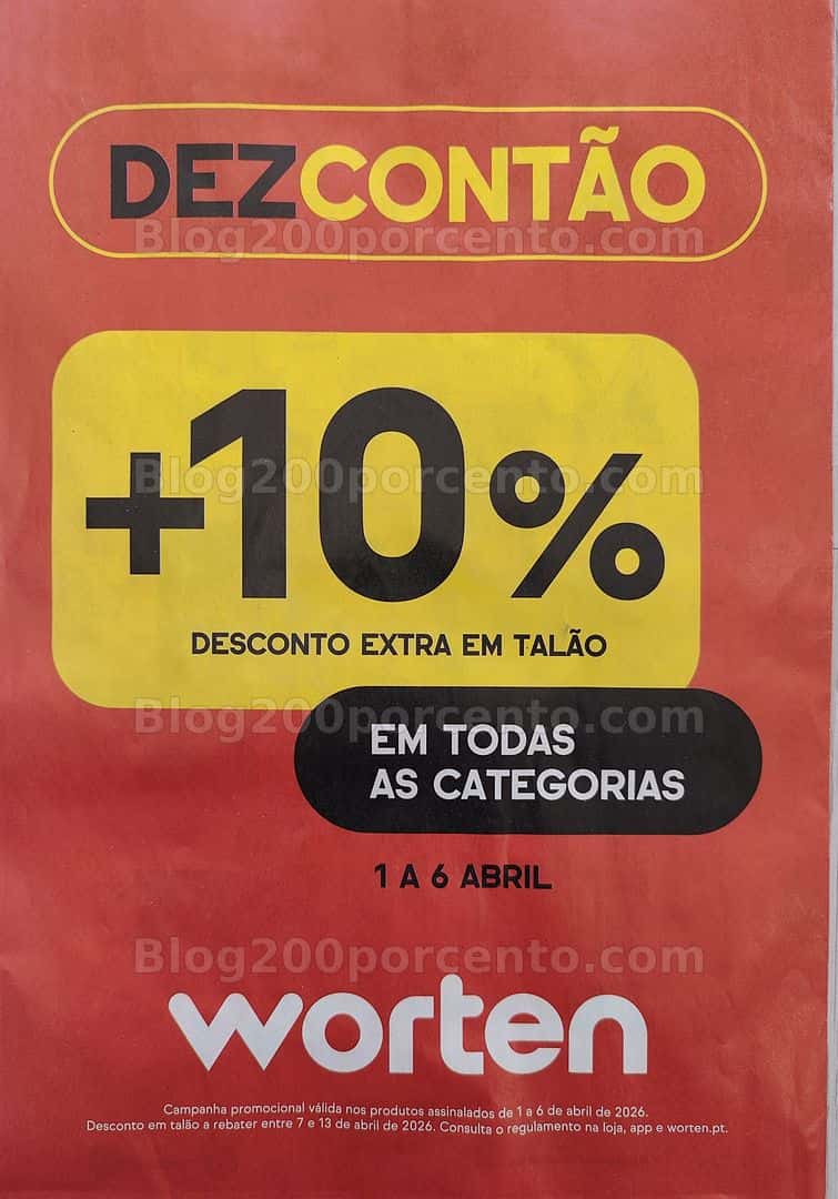Antevisão Folheto WORTEN Dezcontão Promoções de 1 a 6 abril