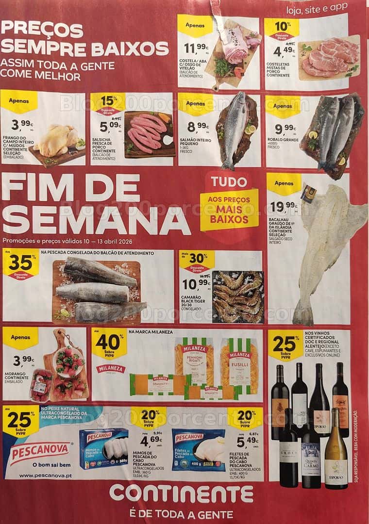 Antevisão Folheto CONTINENTE Promoções Fim de Semana - 10 a 13 abril