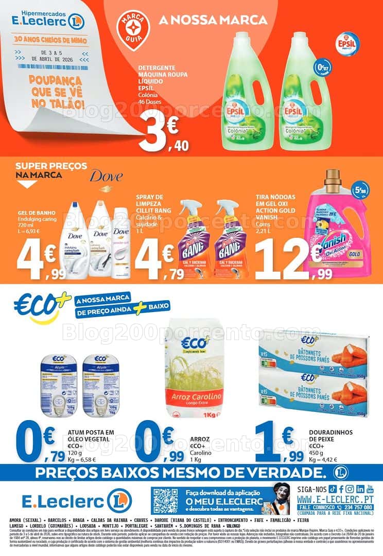 Antevisão Folheto E-LECLERC Promoções Fim de Semana - 3 a 5 abril