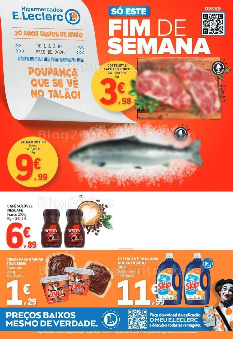 Antevisão Folheto E-LECLERC Fim de Semana Promoções de 1 a 3 maio