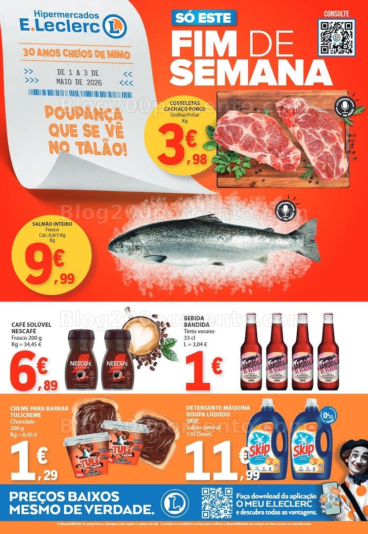 Antevisão Folheto E-LECLERC Fim de Semana Promoções de 1 a 3 maio