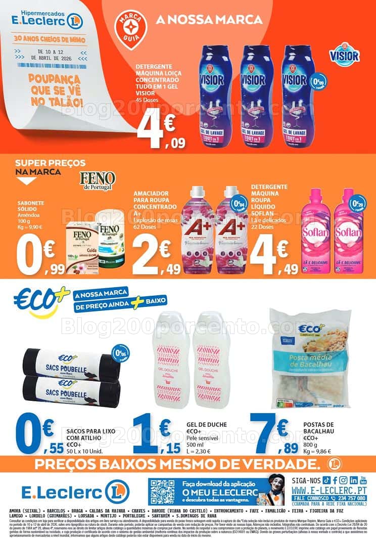 Antevisão Folheto E-LECLERC Promoções Fim de Semana - 10 a 12 abril