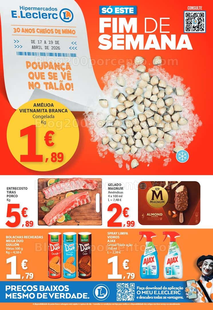 Antevisão Folheto E-LECLERC Promoções Fim de Semana - 17 a 19 abril
