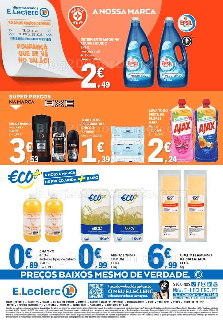 Antevisão Folheto E-LECLERC Promoções Fim de Semana - 17 a 19 abril
