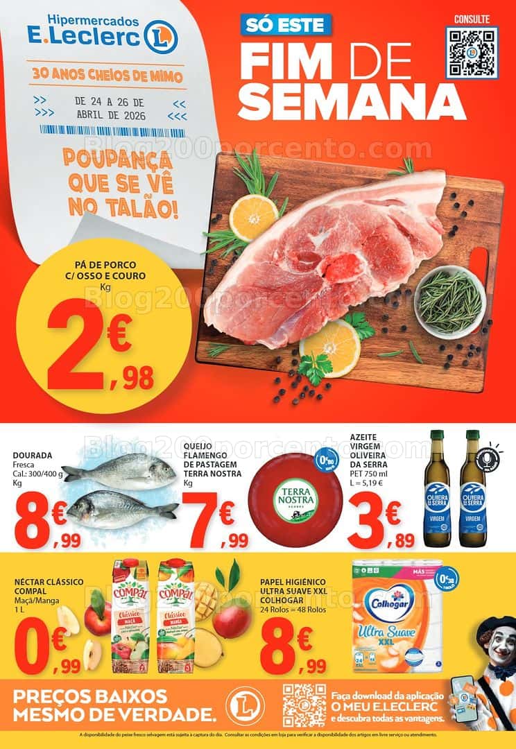 Antevisão Folheto E-LECLERC Promoções Fim de Semana - 24 a 26 abril
