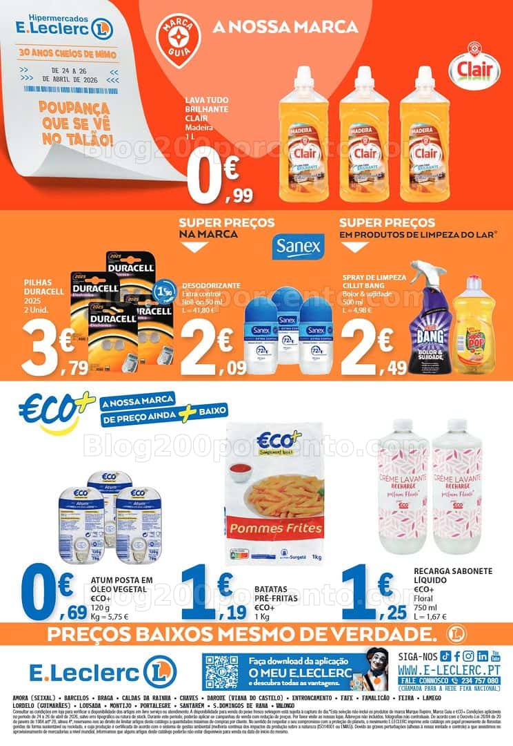 Antevisão Folheto E-LECLERC Promoções Fim de Semana - 24 a 26 abril
