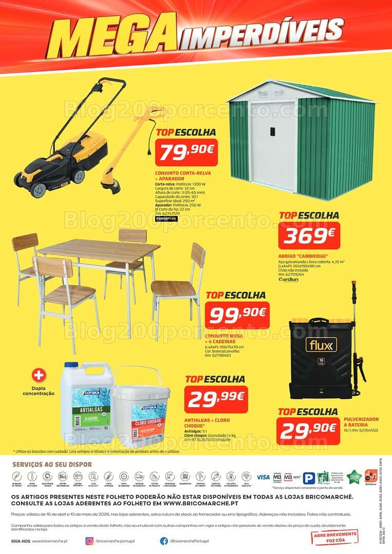 Antevisão Folheto BRICOMARCHÉ Mega Imperdíveis Promoções de 16 abril a 10 maio
