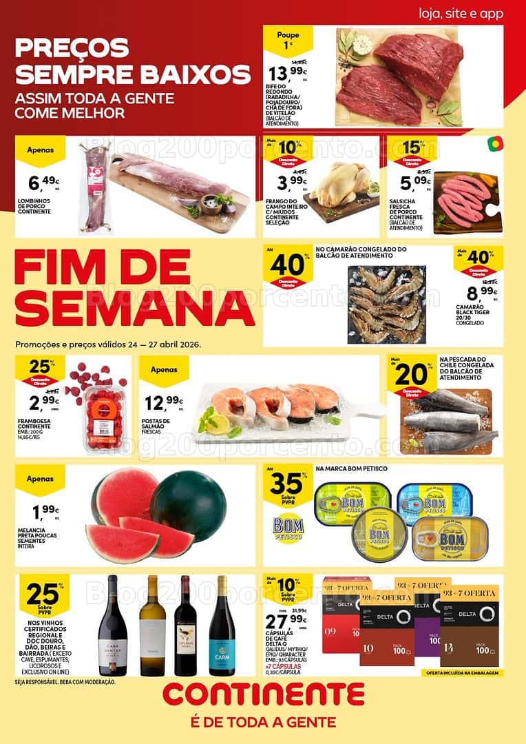 Antevisão Folheto CONTINENTE Promoções Fim de Semana - 24 a 27 abril