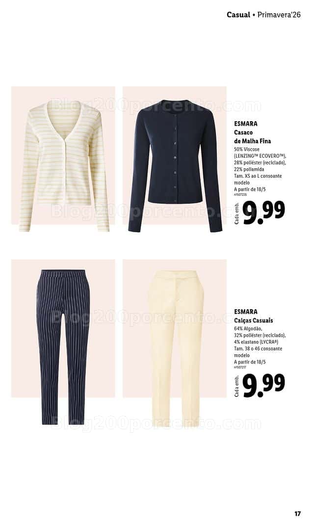 Antevisão Folheto LIDL Esmara Primavera Promoções de 20 abril a 6 julho