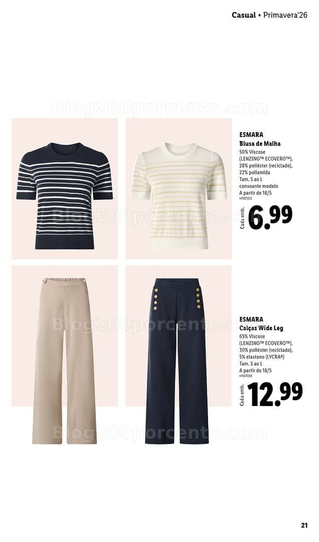 Antevisão Folheto LIDL Esmara Primavera Promoções de 20 abril a 6 julho