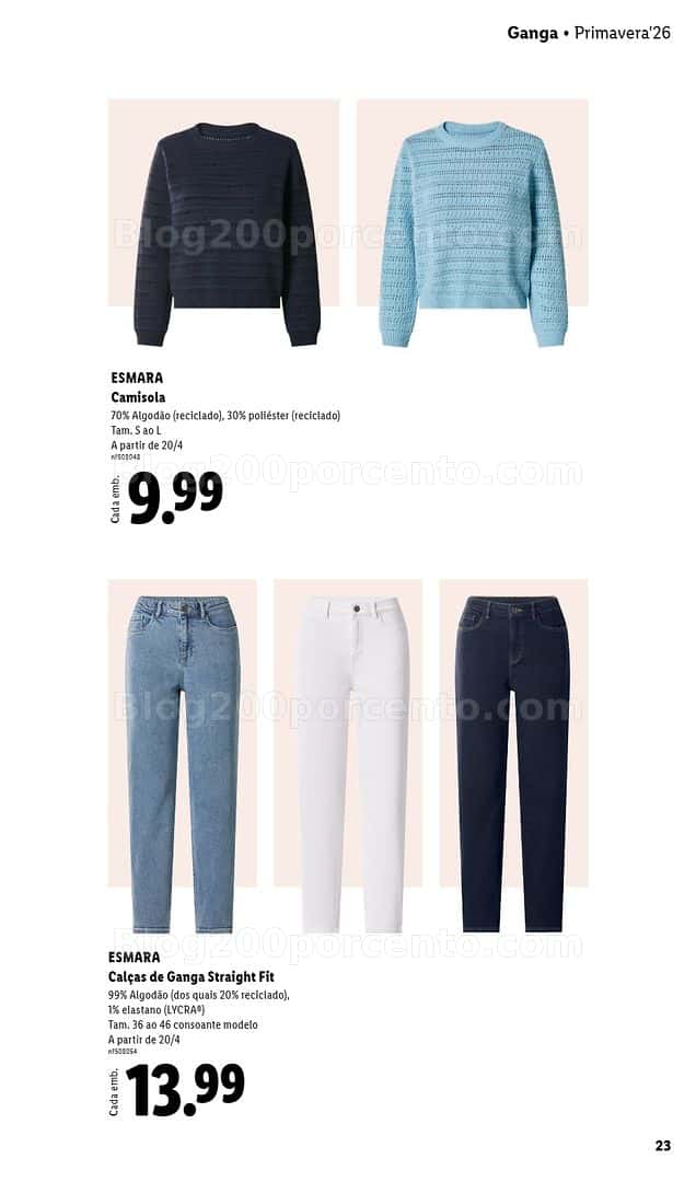 Antevisão Folheto LIDL Esmara Primavera Promoções de 20 abril a 6 julho