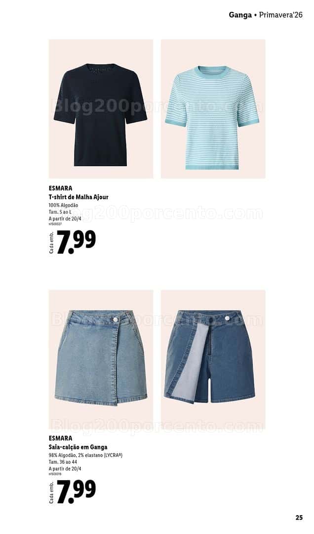 Antevisão Folheto LIDL Esmara Primavera Promoções de 20 abril a 6 julho