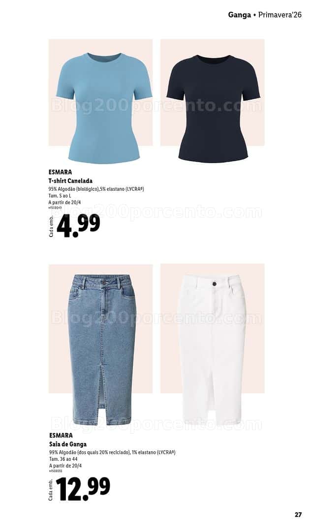 Antevisão Folheto LIDL Esmara Primavera Promoções de 20 abril a 6 julho