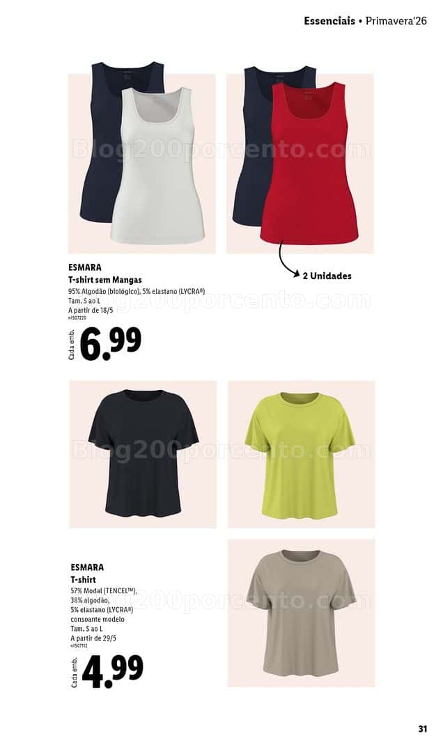 Antevisão Folheto LIDL Esmara Primavera Promoções de 20 abril a 6 julho