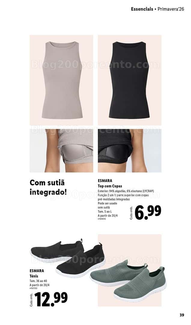 Antevisão Folheto LIDL Esmara Primavera Promoções de 20 abril a 6 julho