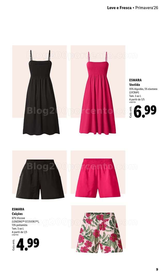Antevisão Folheto LIDL Esmara Primavera Promoções de 20 abril a 6 julho