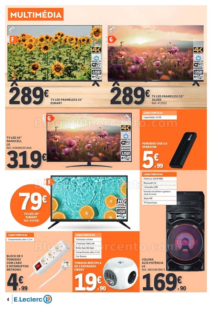 Antevisão Folheto E-LECLERC Bazar Promoções de 9 a 22 abril