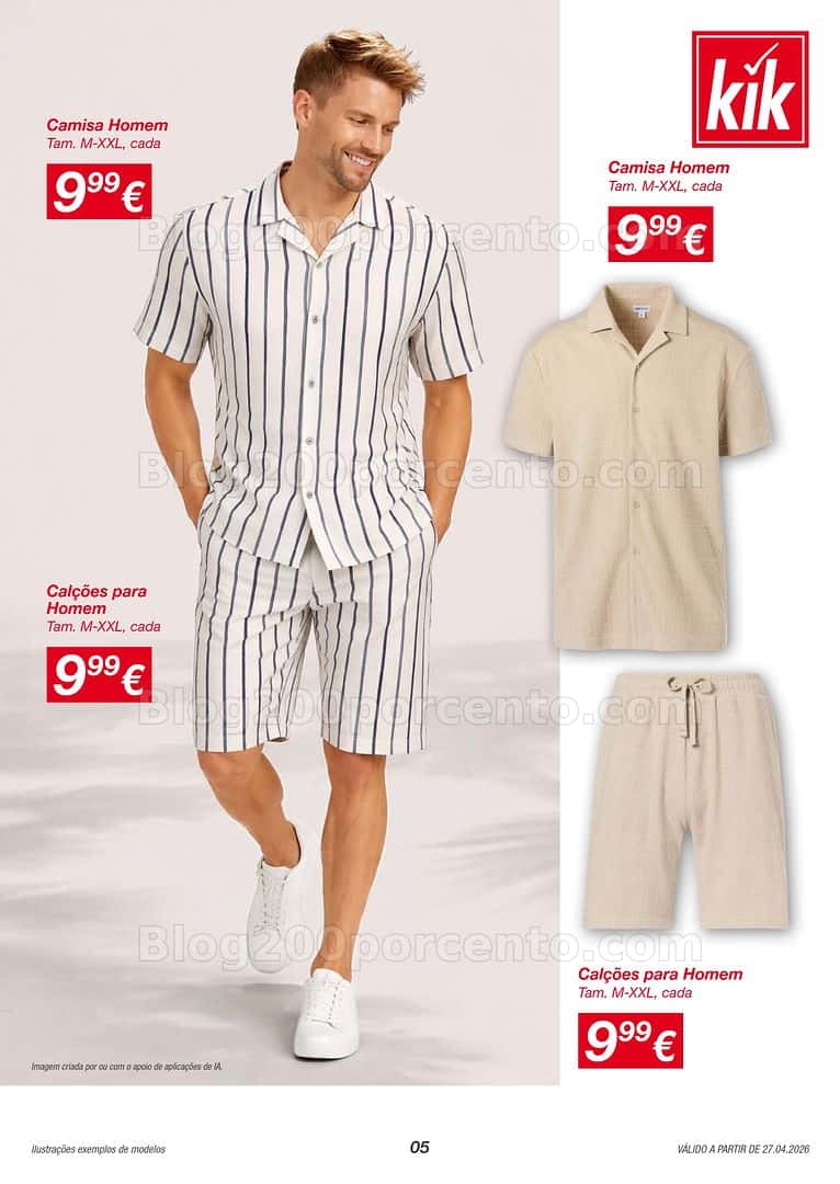 Antevisão Folheto KIK Moda Primavera e Verão Promoções a partir de 27 abril