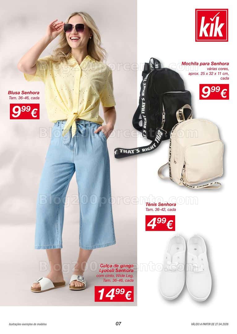 Antevisão Folheto KIK Moda Primavera e Verão Promoções a partir de 27 abril